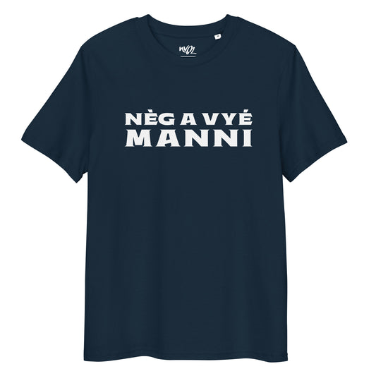 t-shirt nèg a vyé manni bleu marine