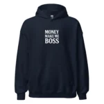 Hoodie money make me boss bleu marine nèg a vyé manni