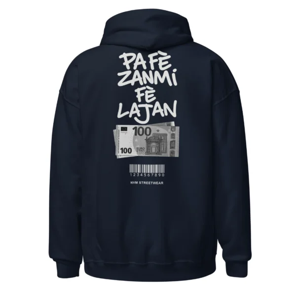 hoodie pa fe zanmi fe lajan bleu neg a vye manni