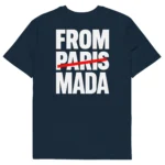t-shirt bleu from mada neg a vye manni vu de dos