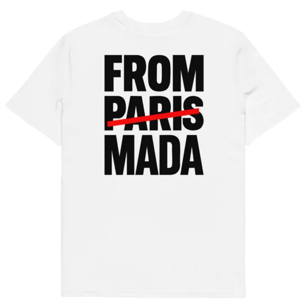 t-shirt from mada blanc neg a vye manni vue de dos