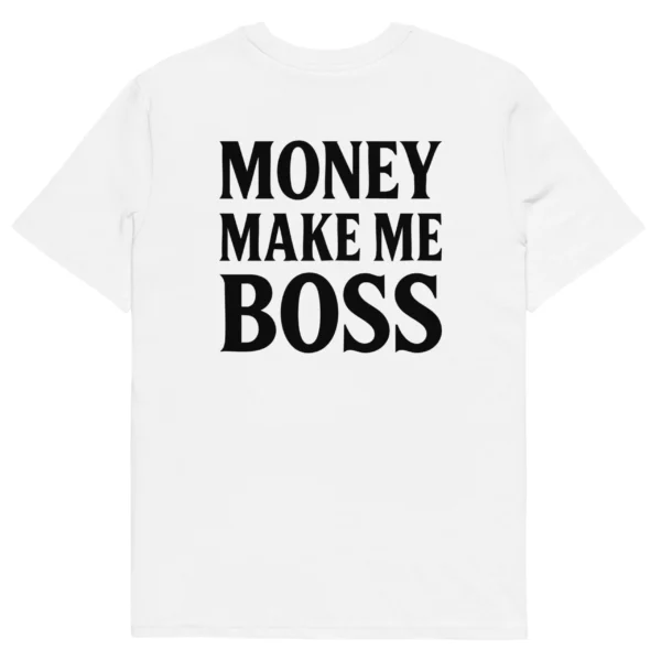 t-shirt money make me boss blanc nèg a vyé manni