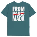 tshirt vert from mada neg a vye manni vu de dos