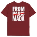 tshirt bordeaux from mada neg a vye manni vu de dos