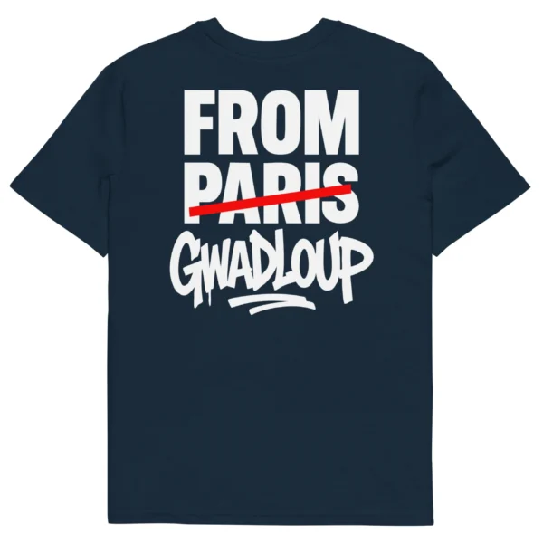tshirt from gwadloup bleu neg a vye manni vu de dos