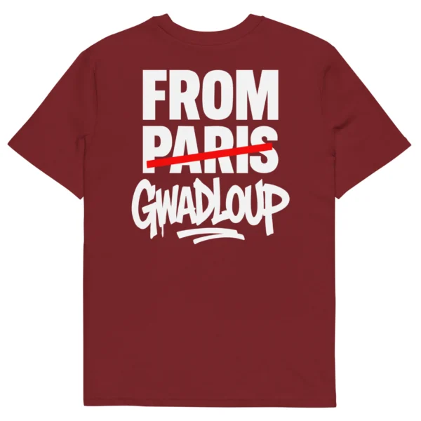 tshirt from gwadloup rouge bordeaux neg a vye manni vu de dos