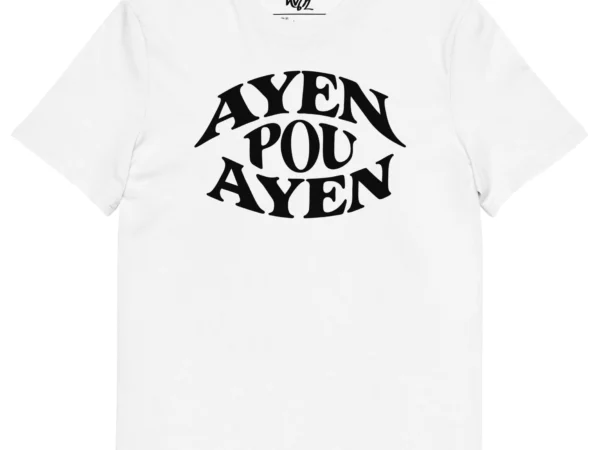 t-shirt ayen pou ayen blanc neg a vye manni