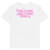 tshirt blanc pran douvan avan douvan pranw dos typograghie rose neg a vye manni