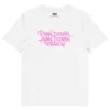 tshirt blanc pran douvan avan douvan pranw typograghie rose nèg a vyé manni