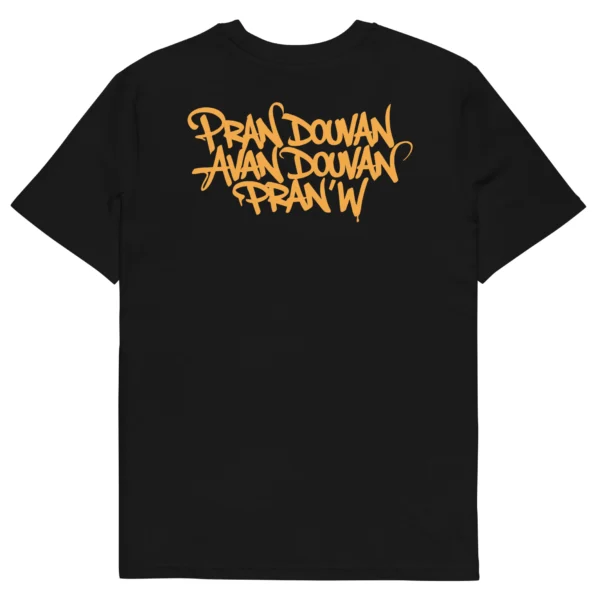 t-shirt pran douvan avan douvan pranw orange dos neg a vye manni