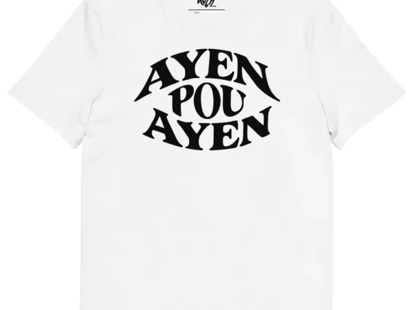 t-shirt ayen pou ayen blanc nèg a vyé manni