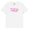 tshirt blanc pran douvan avan douvan pranw typograghie rose nèg a vyé manni