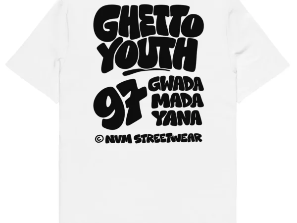 tshirt ghetto youth blanc nèg a vyé manni