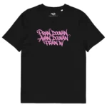 t-shirt noir pran douvan avan douvan pranw typograghie rose nèg a vyé manni